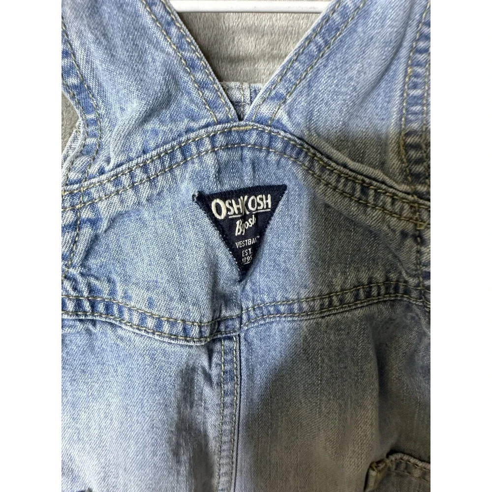 Oshkosh B'Gosh Overalls Boys‎ 9M Blue Denim Patch Vestbak Shirtalls